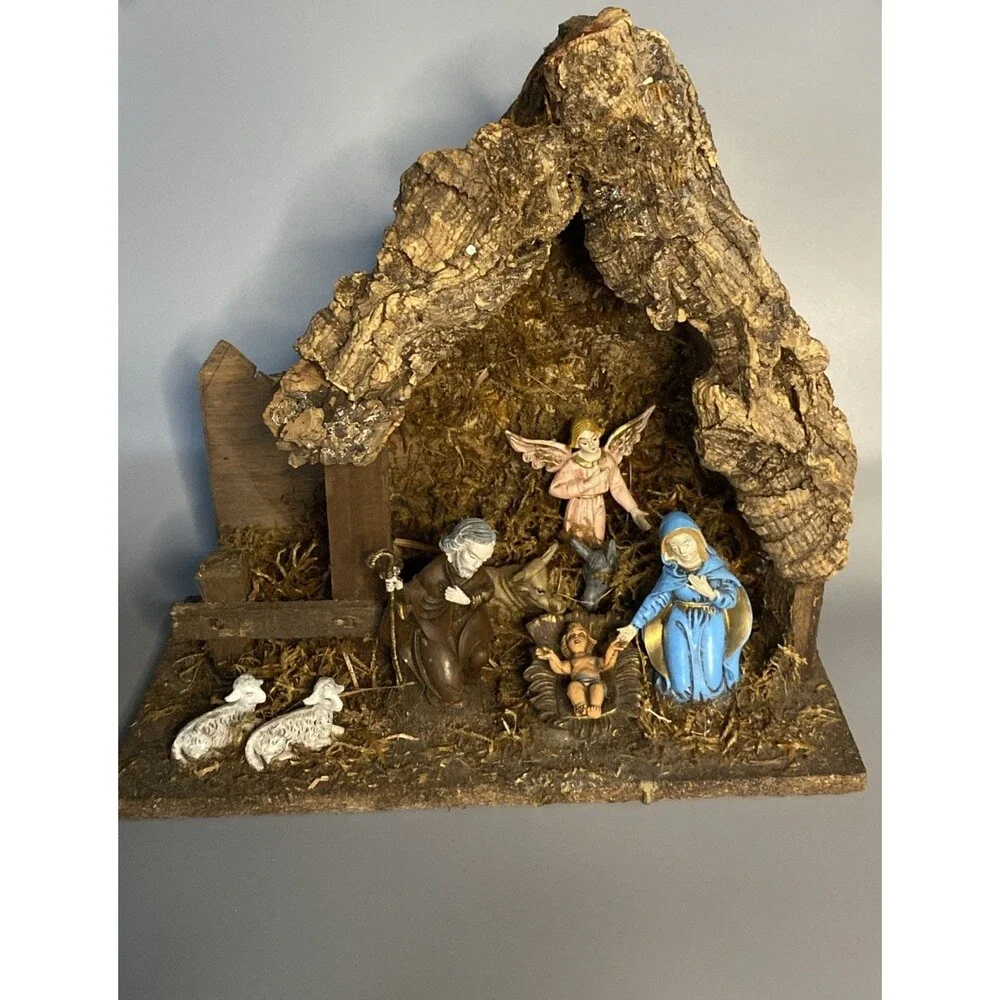 Vintage Italy Nativity Scene Set w/Manger Stationary Christmas Religion 1-piece